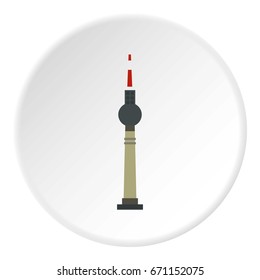 TV tower, Berlin icon in flat circle isolated vector illustration for web