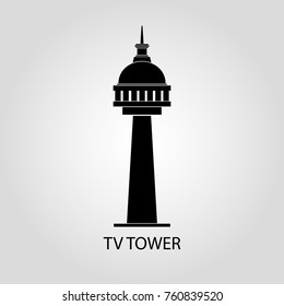 TV tower or light house isolated flat vector icon