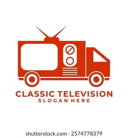 TV truck logo. Combination Television with Truck car logo vector. TV or Television channel logo design template