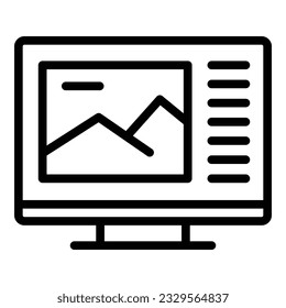 Tv tutorial icon outline vector. Screen distance. Watch button