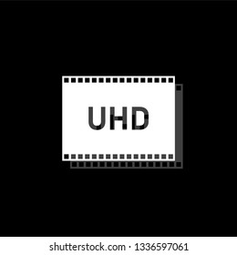 TV Ultra HD. White flat simple icon with shadow