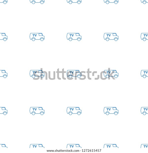 TV van icon\
pattern seamless white background. Editable line TV van icon. TV\
van icon pattern for web and\
mobile.