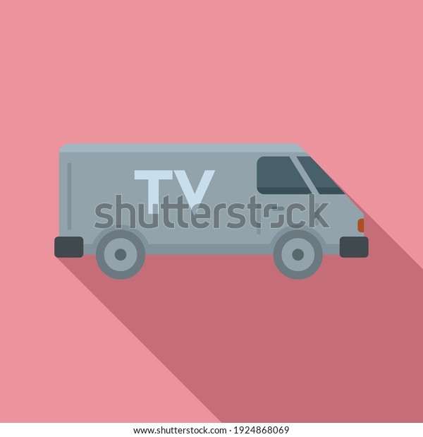 Tv van vehicle icon. Flat illustration of\
tv van vehicle vector icon for web\
design