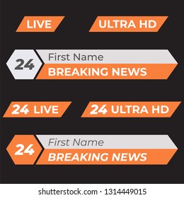 Tv vector bars and broadcast graphics. News banner for tv streaming