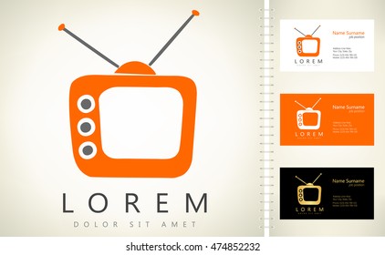 Tv vector with business card template.
