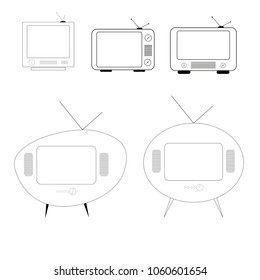 TV vector drawings. Flat style vector. Television icon, symbol isolated on white background, surface.
