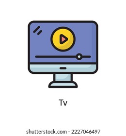 Tv  Vector Filled Outline Icon Design illustration. Housekeeping Symbol on White background EPS 10 File