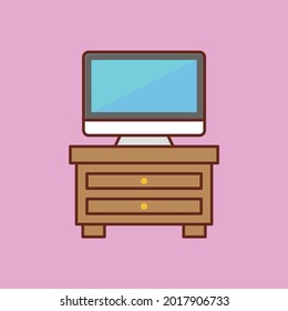 Tv vector flat color icon