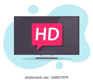 Tv vector flat style illustration or hd television flat screen icon cartoon modern design, plasma or led black contemporary wide computer monitor symbol isolated