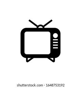 Tv vector icon in black flat shape design isolated on white background