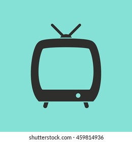 TV vector icon. Black illustration isolated on green background for graphic and web design.