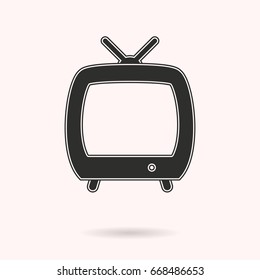 TV vector icon. Black illustration isolated on white background for graphic and web design.