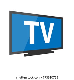 tv vector icon with blue screen. perspective icon