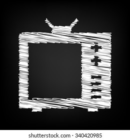 TV vector icon with chalk effect 
