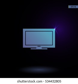 Tv vector icon. Graphic symbol for web design, logo. Isolated sign on a black background.