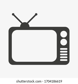 Icono vectorial de TV aislado en fondo blanco.  Icono de televisión color negro. Signo de diseño plano de símbolo de TV aislado en fondo blanco. Vieja televisión retro.