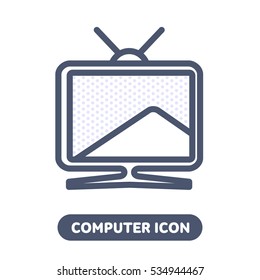 TV vector icon in line style. Computer, network and mobile devices. Network connections. Advertisements, signs, stickers, web banners, web sites. Isolated on a white background