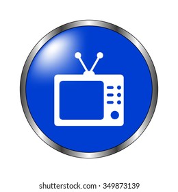 TV - vector icon on the blue button