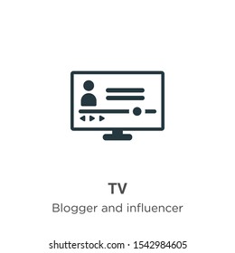 Tv vector icon on white background. Flat vector tv icon symbol sign from modern blogger and influencer collection for mobile concept and web apps design.