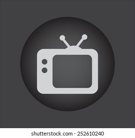 TV vector icon. Retro tv icon..black button.