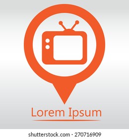 TV vector icon. Retro tv icon. icon map pin.