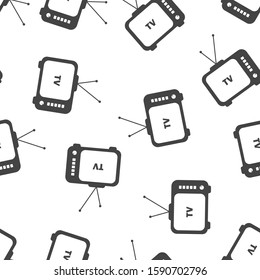 Tv vector Icon. Retro television seamless pattern on a white background.