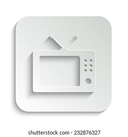 TV  - vector icon with shadow on a grey button