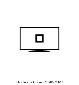 TV-Vektorsymbol mit Stoppschild, Monitorsymbol auf weißem Hintergrund