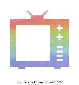 TV vector icon. Watercolor effect