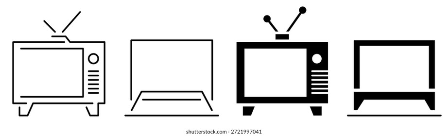 Conjunto de vetores de ícones de vetor de TV. Ícones de televisão. Sinal e símbolo de televisão. Ilustração vetorial