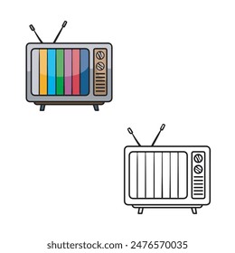 Ilustración vectorial de televisión. Dibujo con estilo de arte lineal. Puede cambiar el color que desee. Estilo de contorno de diseño simple. Fácil de editar. Color de la televisión sobre fondo blanco
