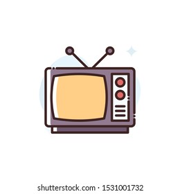 Tv vector illustration. Outline filled advertising and media icons.