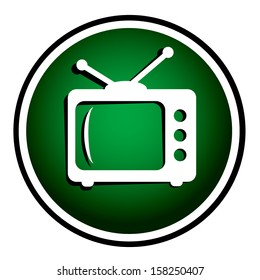 TV vector round green icon