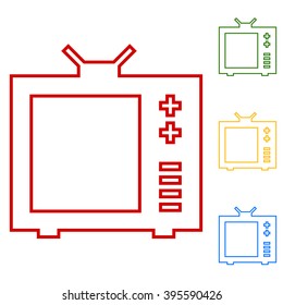 TV vector. Set of line icons