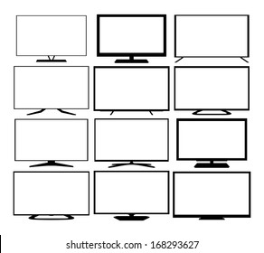 TV vector web icons set. Isolated on white background.