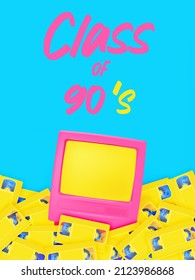 TV and VHS tapes in mood of 90's nostalgia realistic 90's color scheme vector illustration