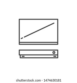 TV with Video Game Console outline vector concept icon or design element