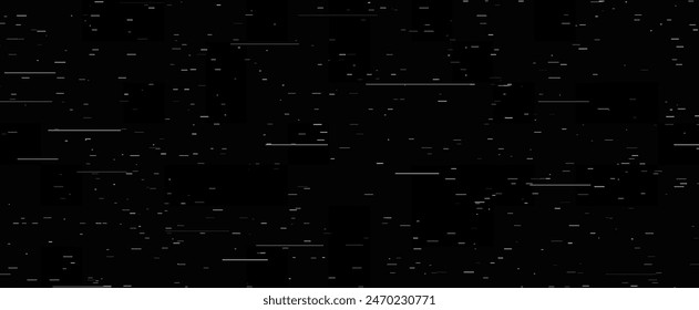 Tv video noise texture template. Rippled video tape background. Glitch vhs pixel noise wallpaper. Lost or bad signal concept. Image distortion distressed backdrop effect. Vector illustration