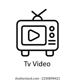 Tv Video Vector  outline Icon Design illustration. User interface Symbol on White background EPS 10 File