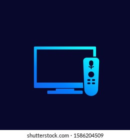 Tv With Voice Control Icon, Vector