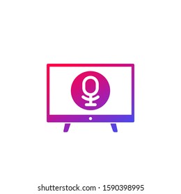 tv with voice control vector icon