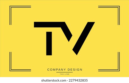 Monograma de TV, VT, letras abstractas