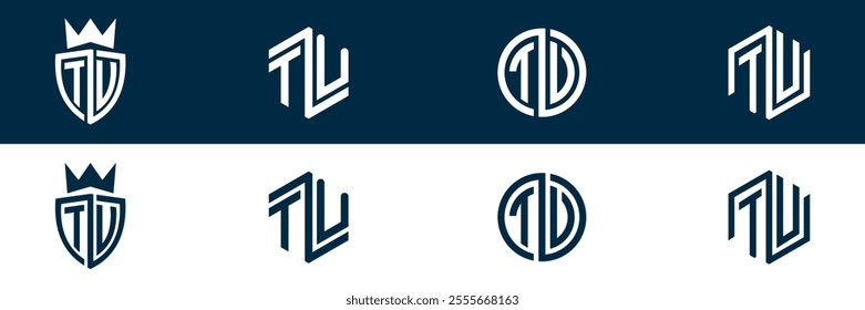 TV VT letter logo set design