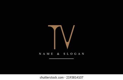 TV, VT, T, V abstract letters logo monogram
