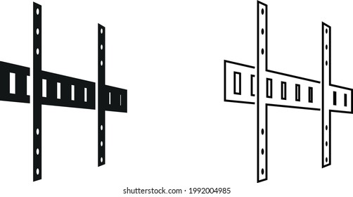 Icono de montaje de pared de televisión. Ilustración de concepto de vector