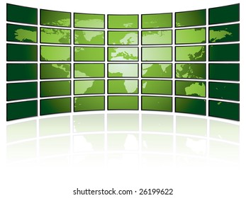 TV Wall With World Map