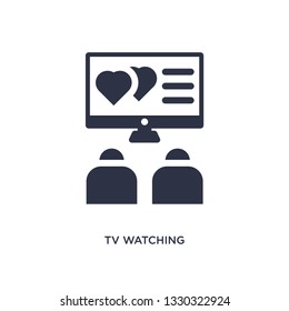 tv watching icon. Simple element illustration from love & wedding concept. tv watching editable symbol design on white background. Can be use for web and mobile.