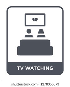 tv watching icon vector on white background, tv watching trendy filled icons from Birthday party and wedding collection, tv watching vector illustration