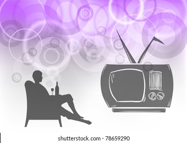 tv watching on the purple background