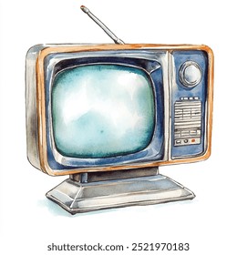 TV aquarela clipart isolado fundo branco 